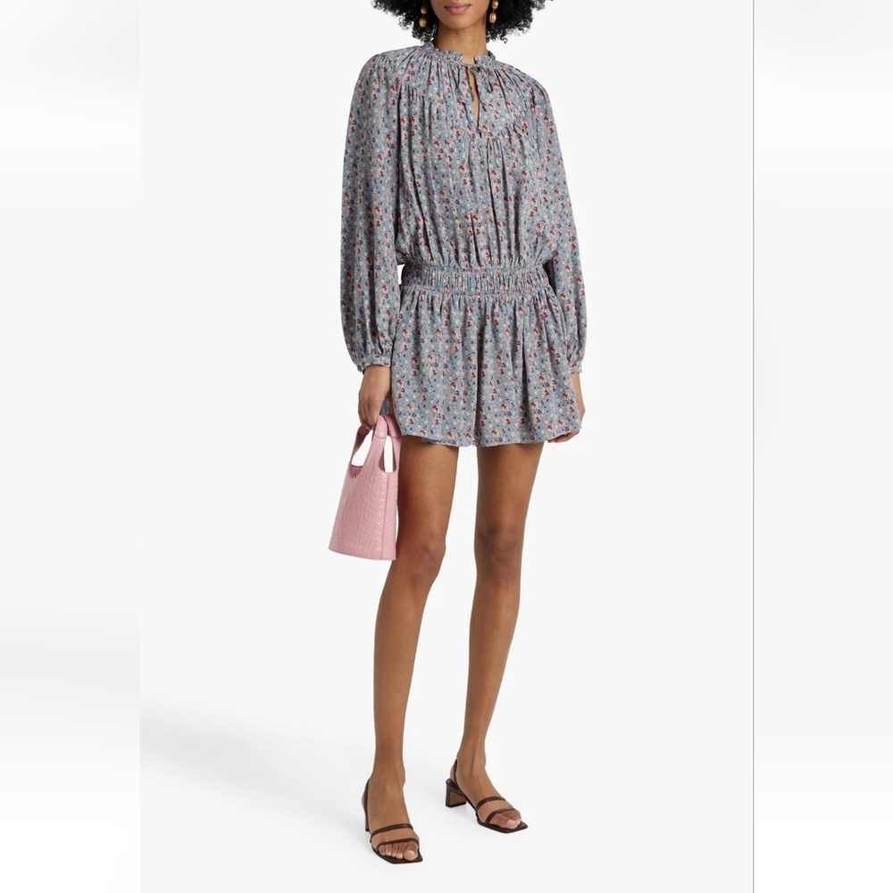 Joie Gray Ruched Long Sleeve Sundress